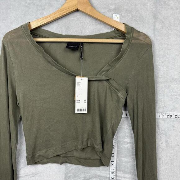 NWT Urban Outfitters Out From Under Olive Long Sleeve Cutout Crop Top Sz M Y2K - Picture 2 of 9